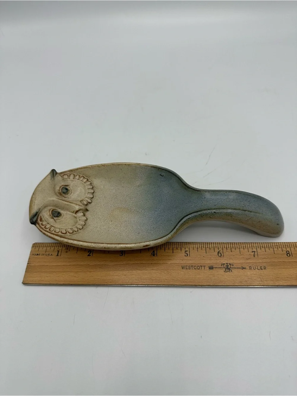 Vintage OCTCI Owl Art Pottery Stoneware Spoon Rest 8x3